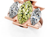 Rose gold Three Stone Fancy Yellow Marquise Cut Cut Channel Set Diamond Ring_1