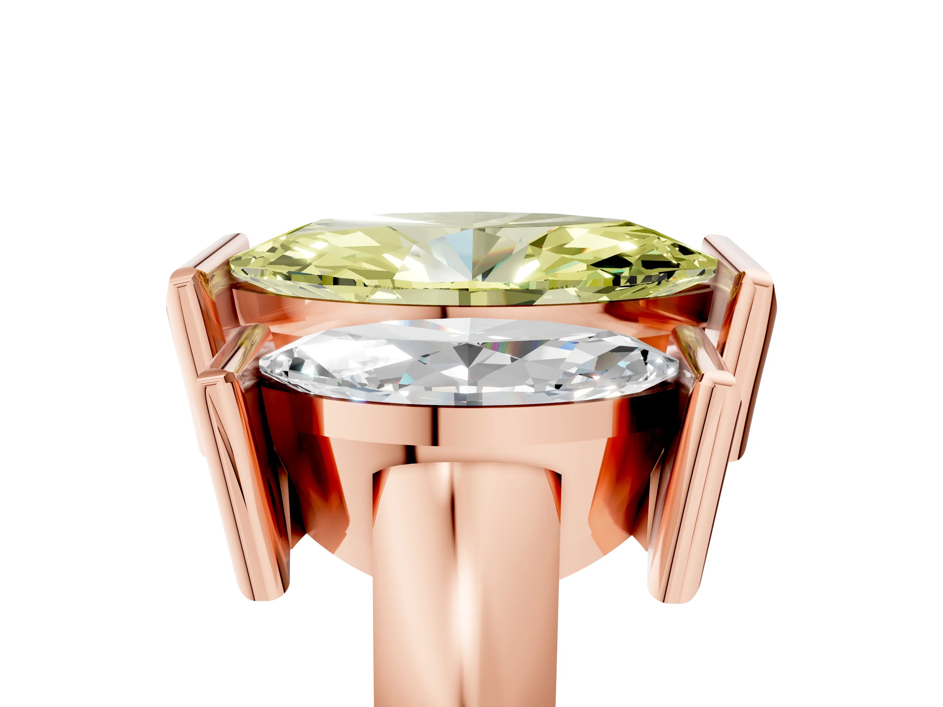 Rose gold Three Stone Fancy Yellow Marquise Cut Cut Channel Set Diamond Ring_5