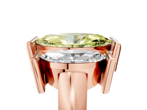 Rose gold Three Stone Fancy Yellow Marquise Cut Cut Channel Set Diamond Ring_5