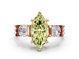 Rose gold Three-Stone Fancy Yellow Marquise Cut Cut Classic Band Prong Setting Ring