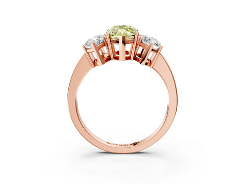 Rose gold Three-Stone Fancy Yellow Marquise Cut Cut Diamond Engagement Ring with Flat Band and Four-Prong Setting_15
