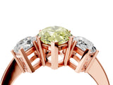 Rose gold Three-Stone Fancy Yellow Marquise Cut Cut Diamond Engagement Ring with Flat Band and Four-Prong Setting_16