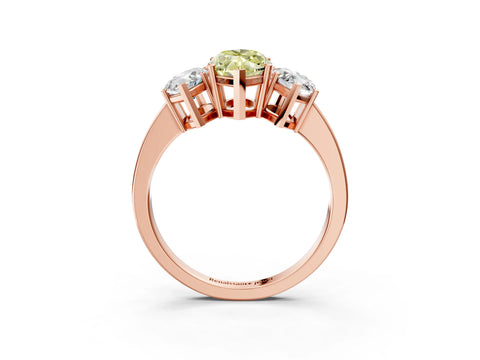 Rose gold Three-Stone Fancy Yellow Marquise Cut Cut Diamond Engagement Ring with Flat Band and Four-Prong Setting_3