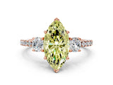 Rose gold Three-Stone Fancy Yellow Marquise Cut Cut Diamond Pavé Band with Prong Setting_15