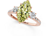 Rose gold Three-Stone Fancy Yellow Marquise Cut Cut Diamond Pavé Band with Prong Setting_16
