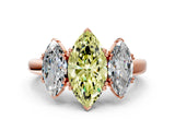 Rose gold Three-Stone Fancy Yellow Marquise Cut Cut Diamond Ring with Channel Set Band and Four-Prong Setting_24