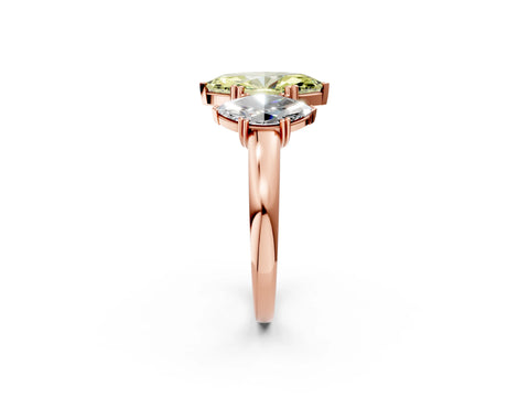 Rose gold Three-Stone Fancy Yellow Marquise Cut Cut Diamond Ring with Channel Set Band and Four-Prong Setting_2