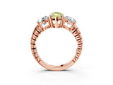 Rose gold Three-Stone Fancy Yellow Marquise Cut Cut Diamond Ring with Channel-Set Band and Prong Setting_3
