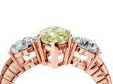 Rose gold Three-Stone Fancy Yellow Marquise Cut Cut Diamond Ring with Channel-Set Band and Prong Setting_4