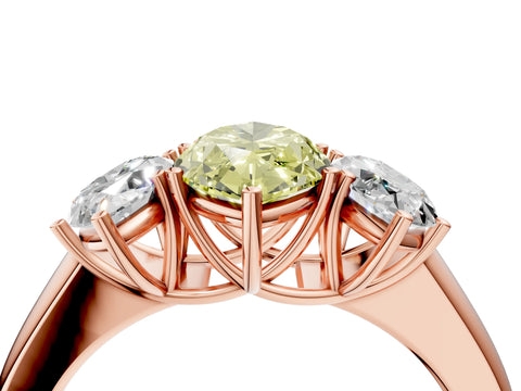Rose gold Three-Stone Fancy Yellow Marquise Cut Cut Diamond Ring with Prong Setting and Classic Band_4