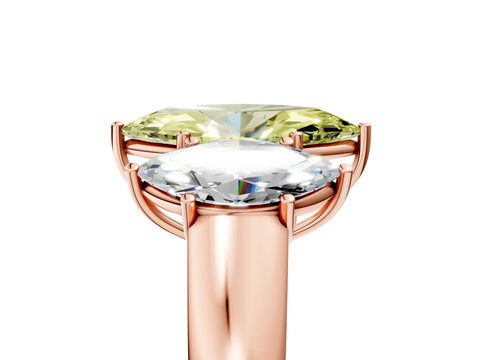 Rose gold Three-Stone Fancy Yellow Marquise Cut Cut Diamond Ring with Prong Setting and Classic Band_5