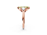 Rose gold Three-Stone Fancy Yellow Marquise Cut Cut Diamond Ring with Trillion Side Stones and Four-Prong Setting_5