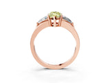 Rose gold Three-Stone Fancy Yellow Marquise Cut Cut Diamond Ring with Trillion Side Stones on a Split Shank Band_3