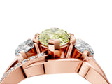 Rose gold Three-Stone Fancy Yellow Marquise Cut Cut Diamond Split Shank Prong Set Ring_4