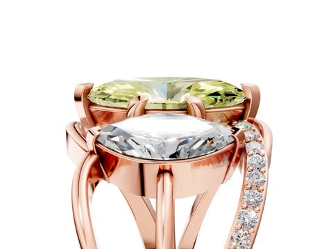 Rose gold Three-Stone Fancy Yellow Marquise Cut Cut Diamond Split Shank Prong Set Ring_5