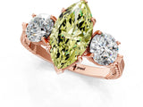 Rose gold Three-Stone Fancy Yellow Marquise Cut Cut Milgrain Band Prong Setting Ring_1
