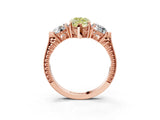 Rose gold Three-Stone Fancy Yellow Marquise Cut Cut Milgrain Band Prong Setting Ring_3