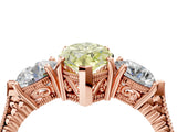 Rose gold Three-Stone Fancy Yellow Marquise Cut Cut Milgrain Band Prong Setting Ring_4