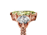Rose gold Three-Stone Fancy Yellow Marquise Cut Cut Milgrain Band Prong Setting Ring_5