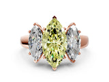 Rose gold Three-Stone Fancy Yellow Marquise Cut Cut Solitaire Ring with Classic Prong Setting