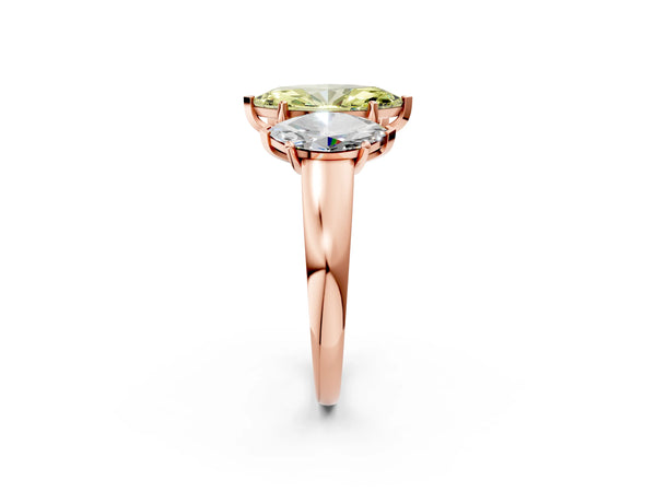 Rose gold Three-Stone Fancy Yellow Marquise Cut Cut Solitaire Ring with Classic Prong Setting
