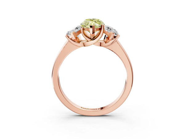 Rose gold Three-Stone Fancy Yellow Marquise Cut Cut Solitaire Ring with Classic Prong Setting
