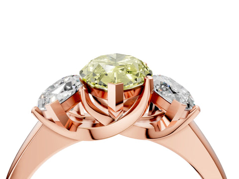 Rose gold Three-Stone Fancy Yellow Marquise Cut Cut Solitaire Ring with Classic Prong Setting_4
