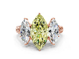 Rose gold Three-Stone Fancy Yellow Marquise Cut Diamond Braided Band Ring with Four-Prong Setting_33