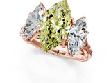 Rose gold Three-Stone Fancy Yellow Marquise Cut Diamond Braided Band Ring with Four-Prong Setting_34