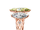 Rose gold Three-Stone Fancy Yellow Marquise Cut Diamond Braided Band Ring with Four-Prong Setting_38