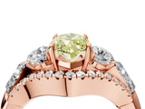 Rose gold Three-Stone Fancy Yellow Marquise Cut Diamond Engagement Ring with Pave Band and Prong Setting_4