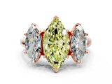 Rose gold Three-Stone Fancy Yellow Marquise Cut Diamond Engagement Ring with Prong Setting_3