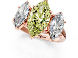 Rose gold Three-Stone Fancy Yellow Marquise Cut Diamond Engagement Ring with Prong Setting_4