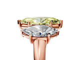 Rose gold Three-Stone Fancy Yellow Marquise Cut Diamond Engagement Ring with Prong Setting_8