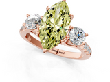Rose gold Three-Stone Fancy Yellow Marquise  Cut Diamond Pavé Band with Four-Prong Setting_1