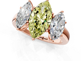 Rose gold Three-Stone Fancy Yellow Marquise  Cut Diamond Ring with Channel-Set Band and Four-Prong Setting_18