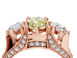 Rose gold Three-Stone Fancy Yellow Marquise  Cut Diamond Ring with Channel-Set Band and Four-Prong Setting_38