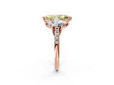 Rose gold Three-Stone Fancy Yellow Marquise Cut Diamond Ring with Pavé Band and Prong Setting_48