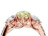 Rose gold Three-Stone Fancy Yellow Marquise Cut Diamond Ring with Pavé Band and Prong Setting_50