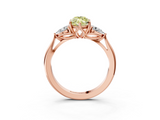 Rose gold Three-Stone Fancy Yellow Marquise  Cut Diamond Ring with Pear Side Stones in Four-Prong Setting_3