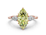 Rose gold Three-Stone Fancy Yellow Marquise Cut Diamond Ring with Pear  Side Stones in Four-Prong Setting_36