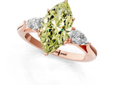 Rose gold Three-Stone Fancy Yellow Marquise Cut Diamond Ring with Pear  Side Stones in Four-Prong Setting_37