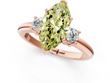 Rose gold Three-Stone Fancy Yellow Marquise  Cut Diamond Solitaire with Prong Setting and Classic Band_1