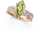 Rose gold Three-Stone Fancy Yellow Marquise  Cut Diamond Twist Band with Prong Setting_1