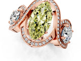Rose gold Three-Stone Fancy Yellow Marquise Cut Diamond Wave Pave Band with Prong Setting_1