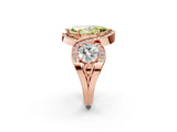 Rose gold Three-Stone Fancy Yellow Marquise Cut Diamond Wave Pave Band with Prong Setting_2