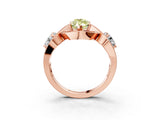 Rose gold Three-Stone Fancy Yellow Marquise Cut Diamond Wave Pave Band with Prong Setting_3