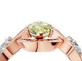 Rose gold Three-Stone Fancy Yellow Marquise Cut Diamond Wave Pave Band with Prong Setting_4