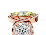 Rose gold Three-Stone Fancy Yellow Marquise Cut Diamond Wave Pave Band with Prong Setting_5