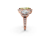 Rose gold Three-Stone Fancy Yellow Marquise Cut Halo Diamond Milgrain Band with Four-Prong Setting_2